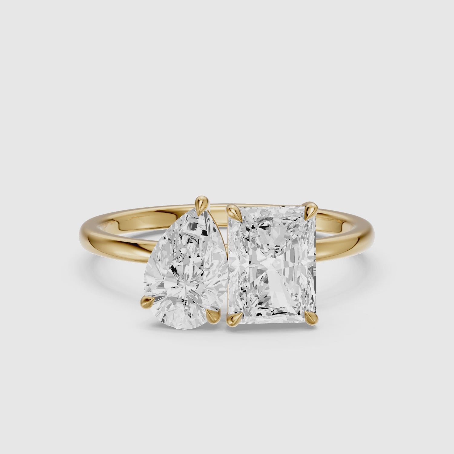Load video: Lillie Toi Et Moi Ring With Pear and Radiant Two Stone Lab Grown Diamond