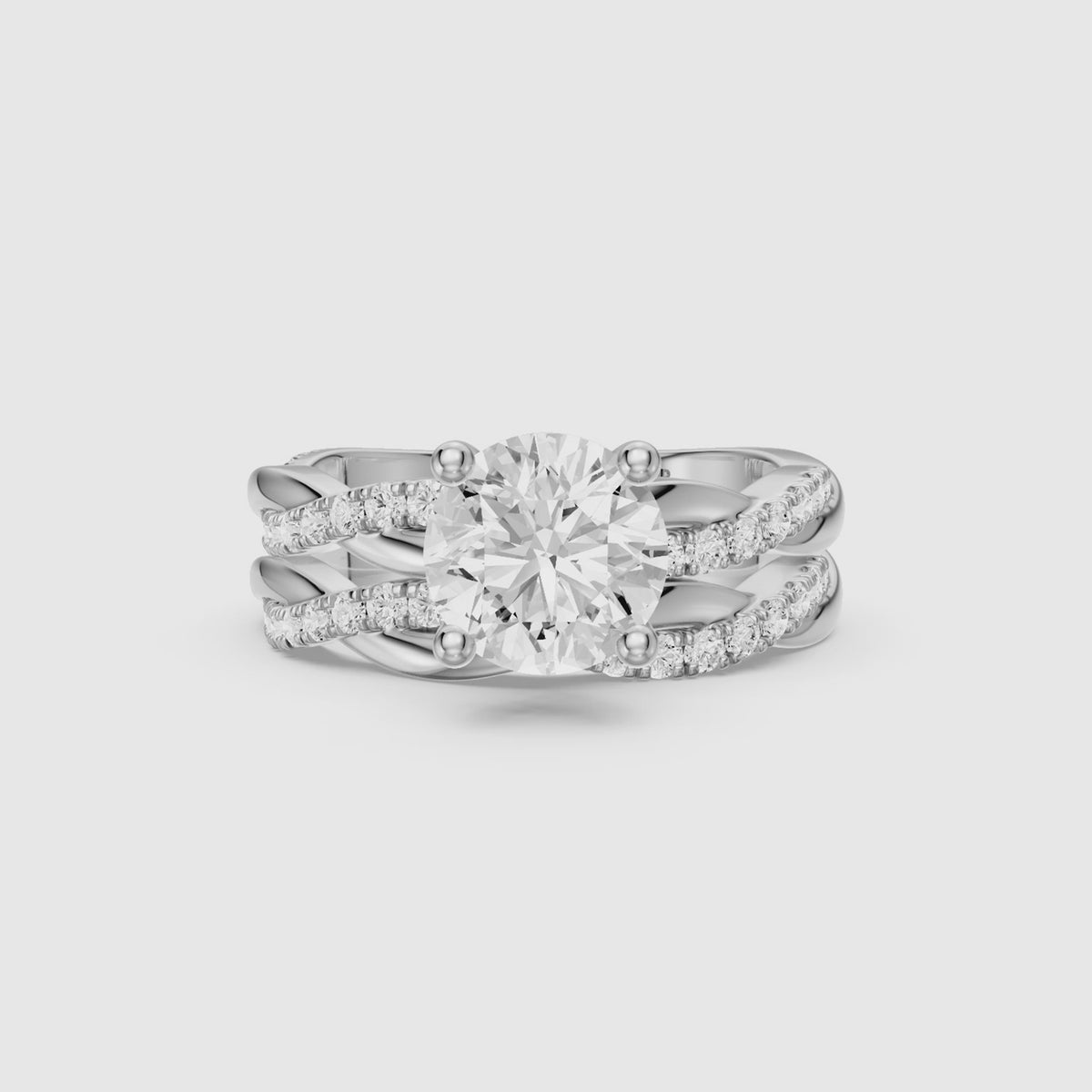 Load video: Isaura Round Lab Grown Diamond Twisted Bridal Set