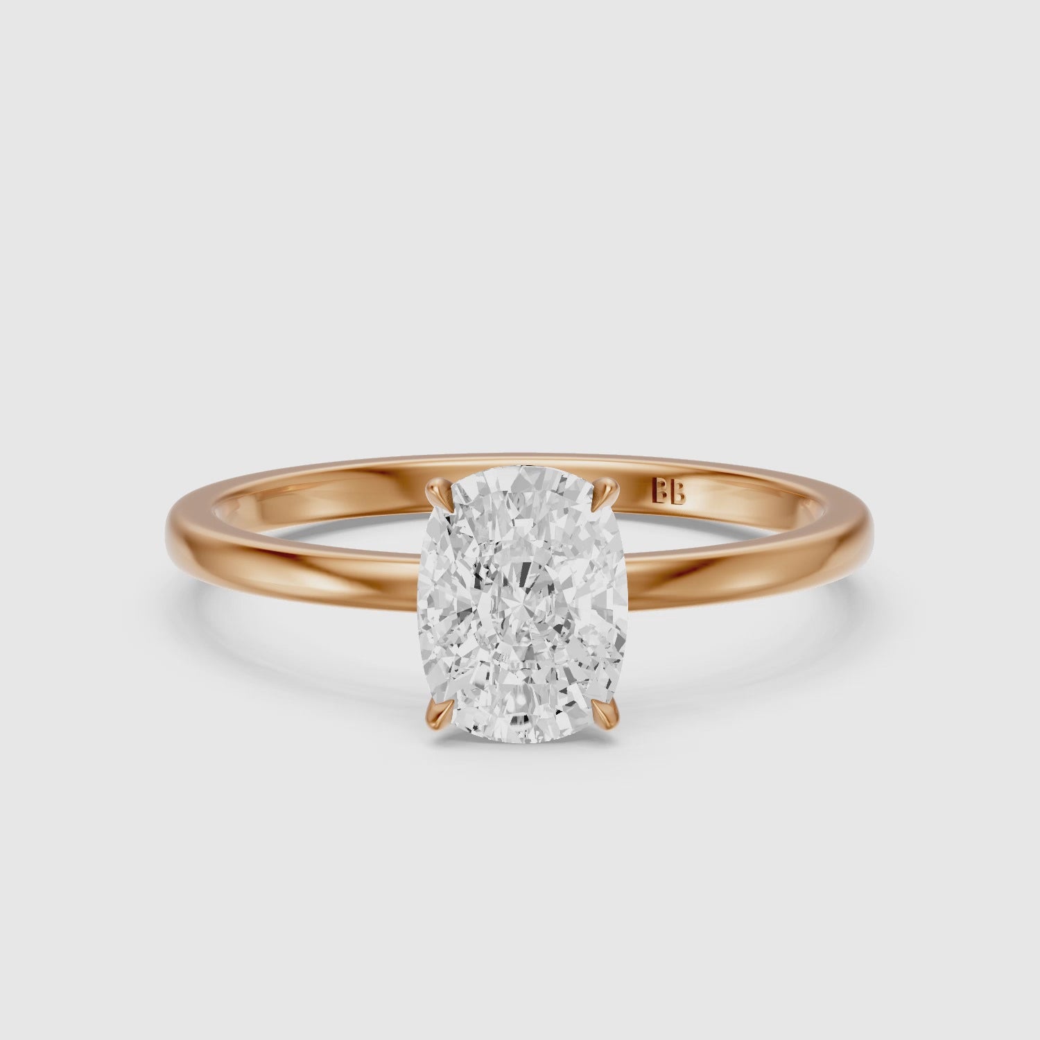 Load video: Shanis Elongated Cushion Cut Low Profile Solitaire Moissanite Diamond Ring