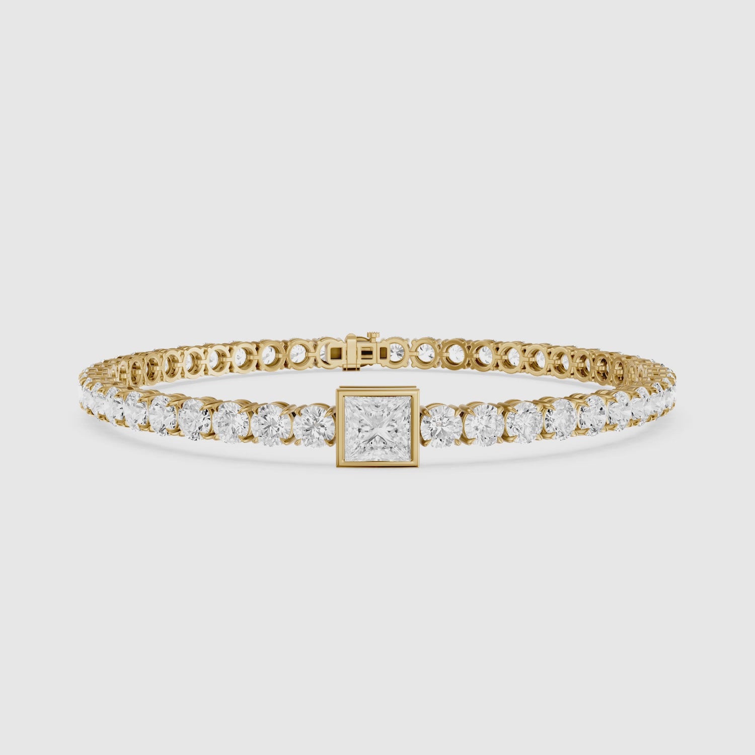 Load video: Corrine Princess Cut Lab Grown Diamond Single Station Tennis Bracelet