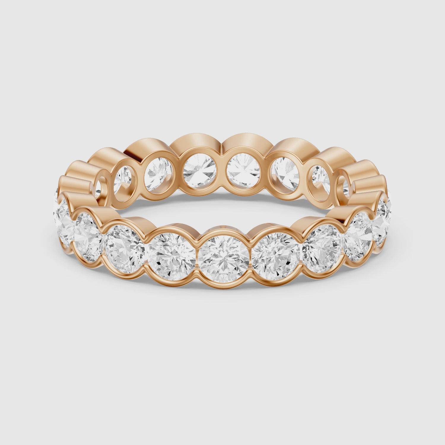 Load video: Jennifer Bezel Set Round Lab Grown Diamond Eternity Band