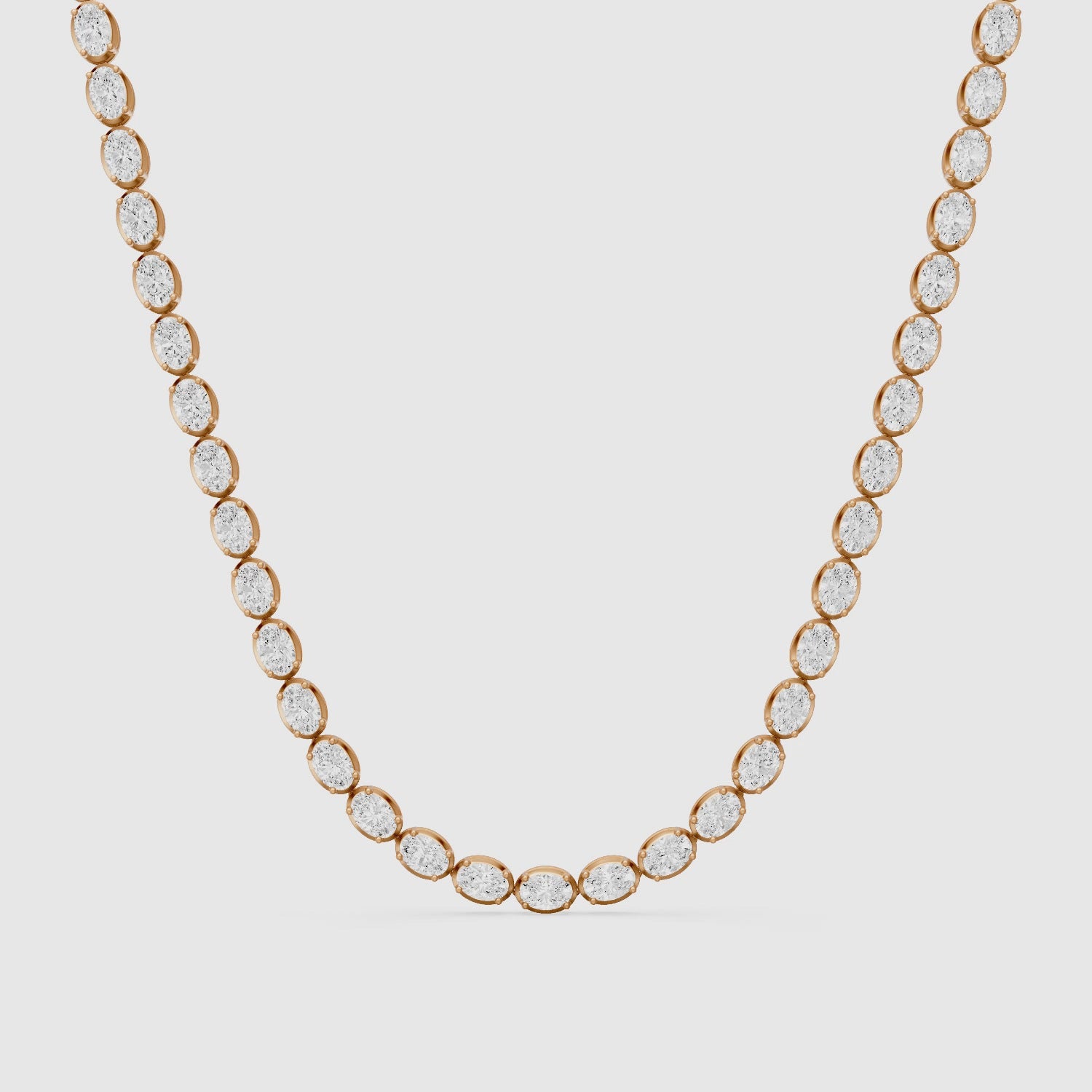 Load video: Layla Oval Lab Grown Diamond East West Tennis Necklace