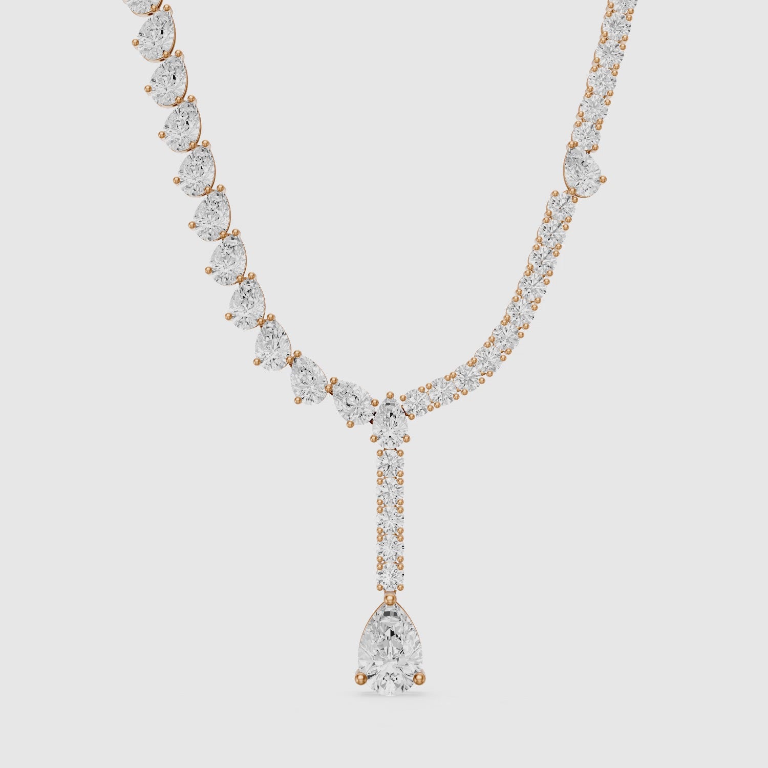 Load video: Audrey Pear Cut Lab Grown Diamond Drop Tennis Necklace