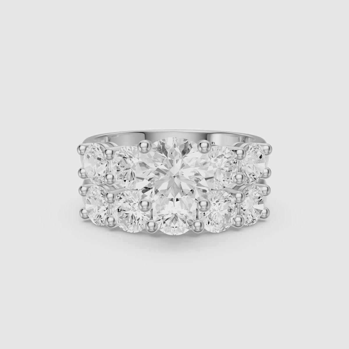 Load video: Ester Five Stone Round Lab Grown Diamond Cluster Bridal Set