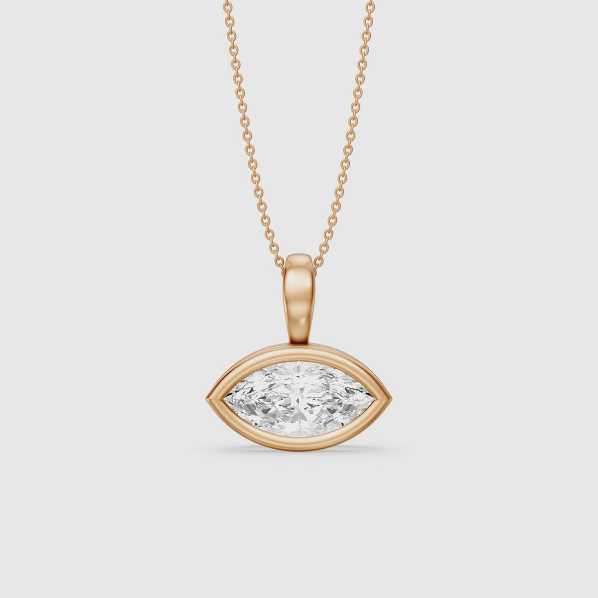 Load video: Malia East West Marquise Lab Grown Diamond Bezel Pendant