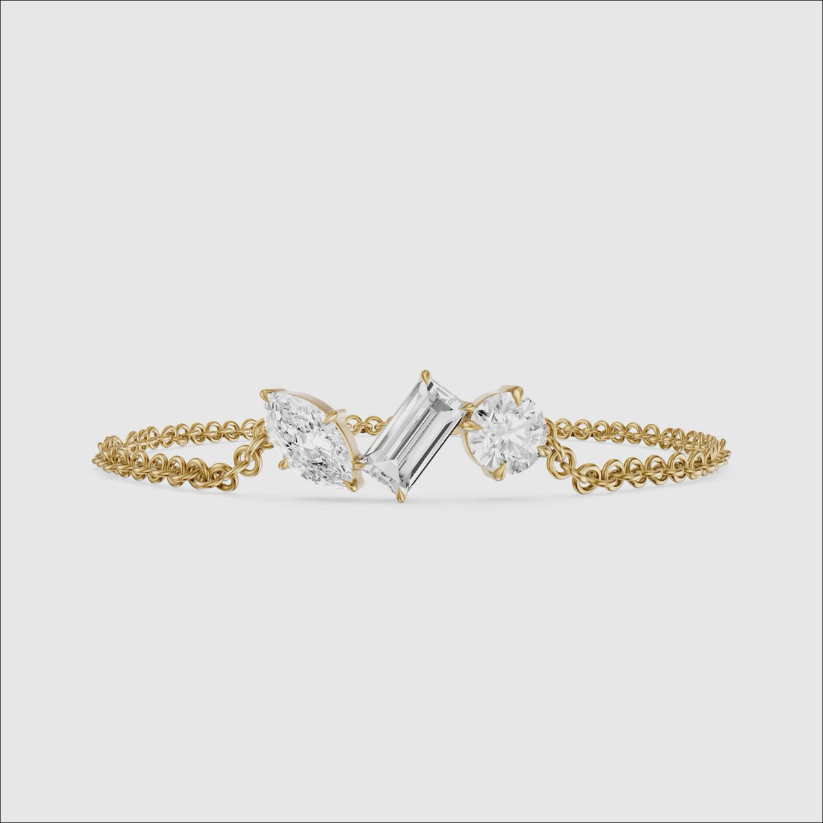 Load video: Dulcie Mixed Shape Lab Grown Diamond Trio Station Chain Bracelet