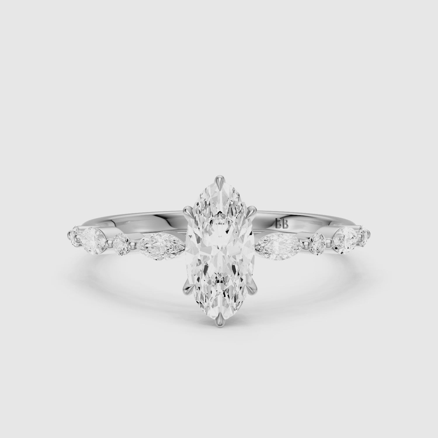Load video: Alix Moval Cut Lab Grown Diamond Ring with Marquise &amp; Round Cluster Band