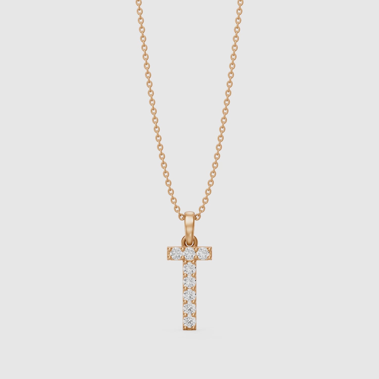 Load video: Veronica Lab Grown Diamond T Initial Pendant Necklace