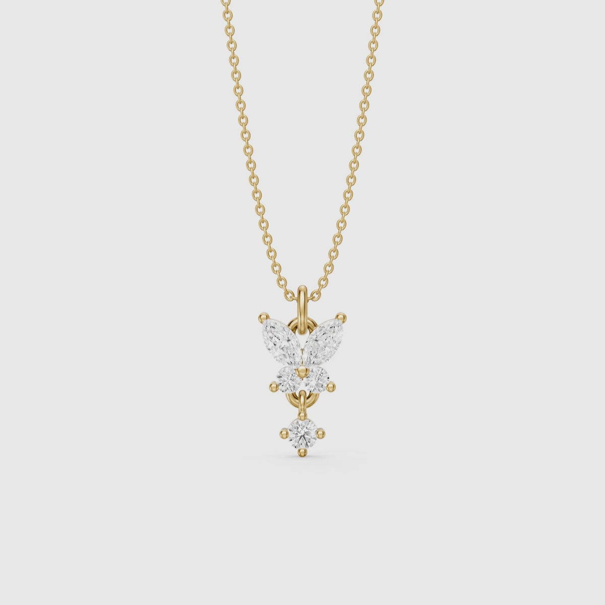 Load video: Miley Butterfly Inspired Marquise and Round Lab Grown Diamond Pendant