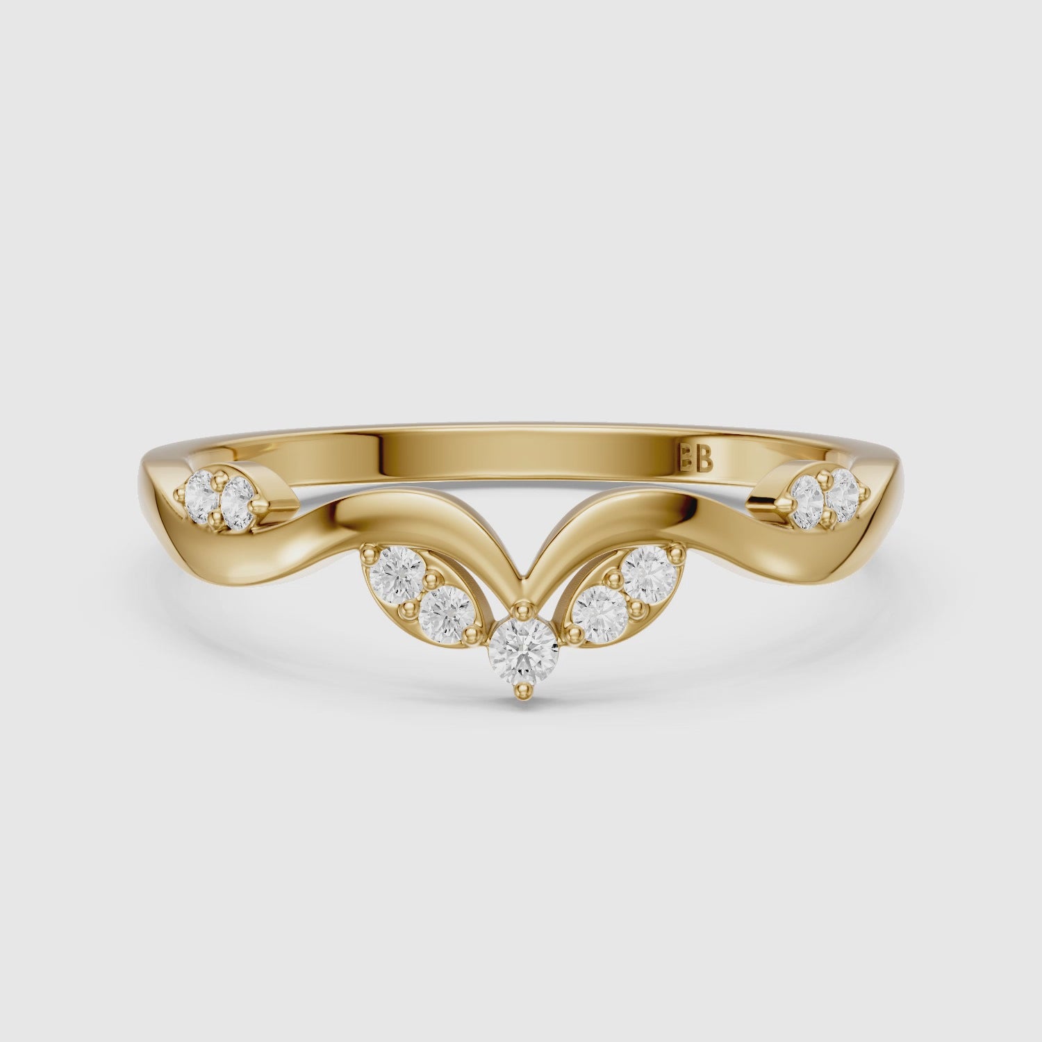 Load video: Natalie Chevron Lab Grown Diamond Wedding Band