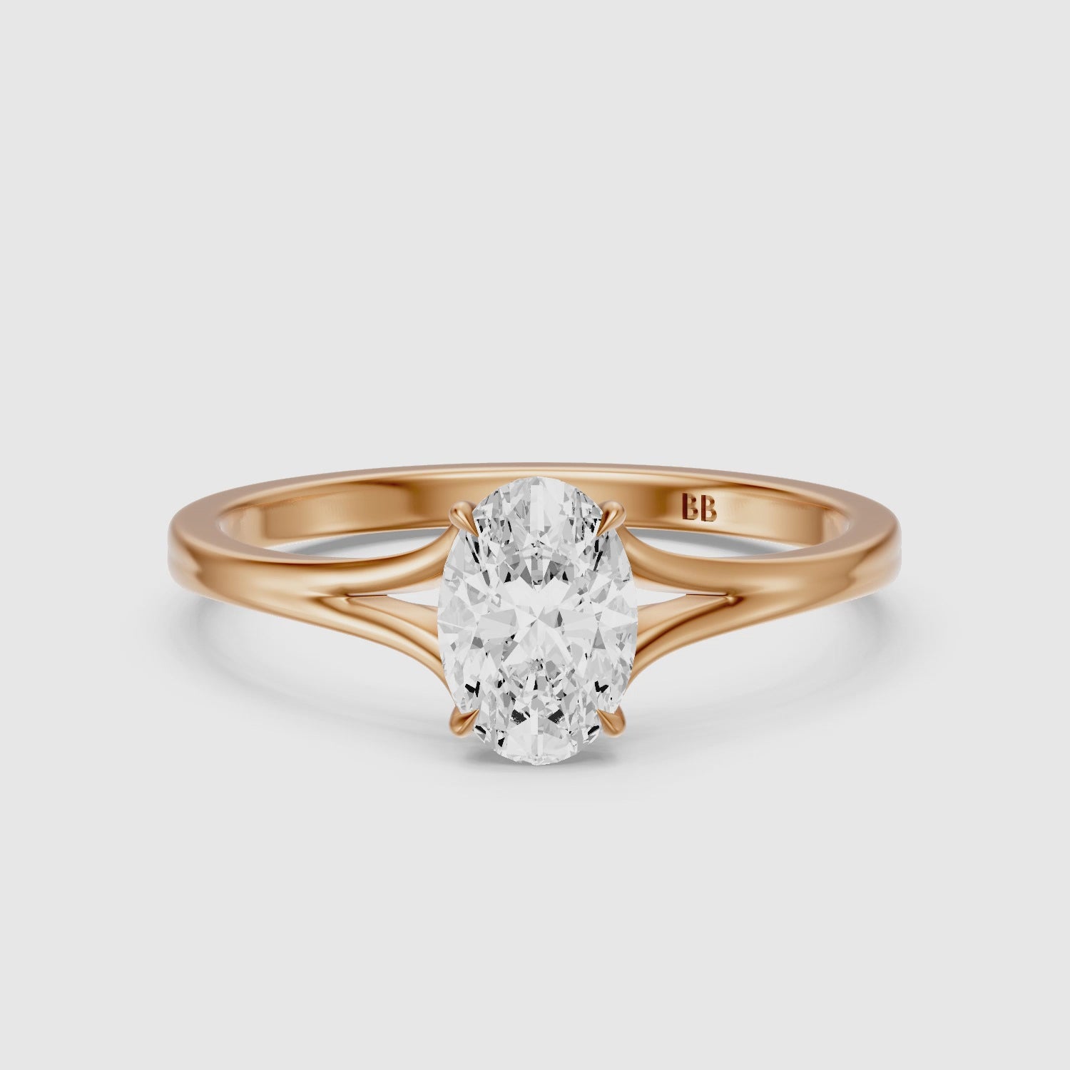 Load video: Zuri Oval Moissanite Diamond Split Shank Solitaire Ring
