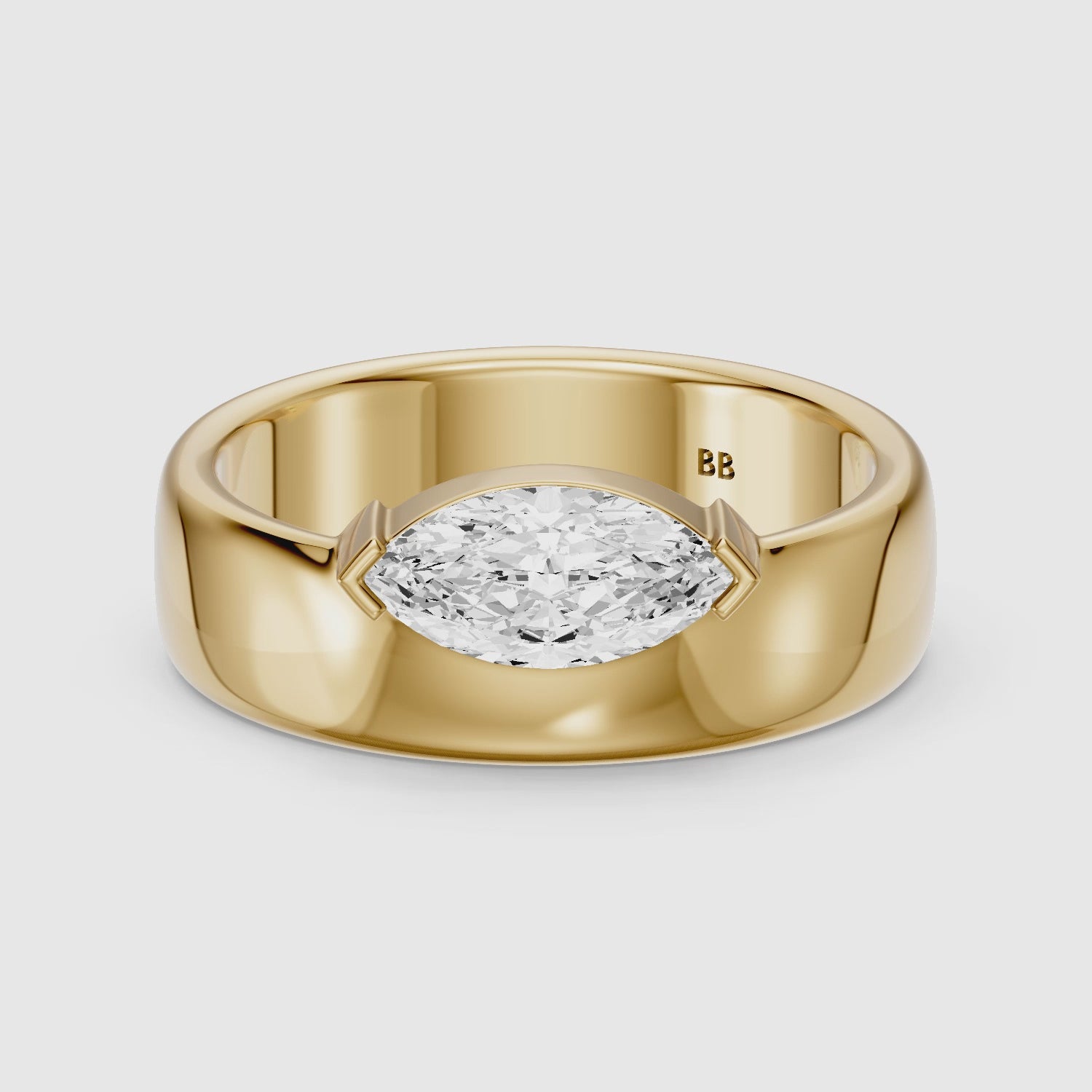 Load video: Rossella Marquise Cut Lab Diamond Solitaire Cigar Band