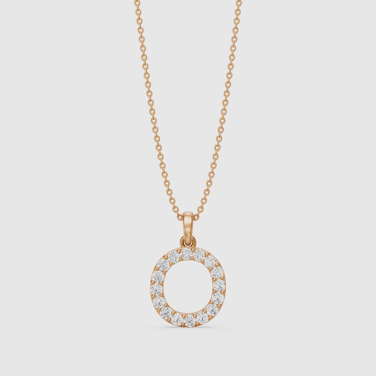 Load video: Elowen Lab Grown Diamond O Initial Pendant Necklace