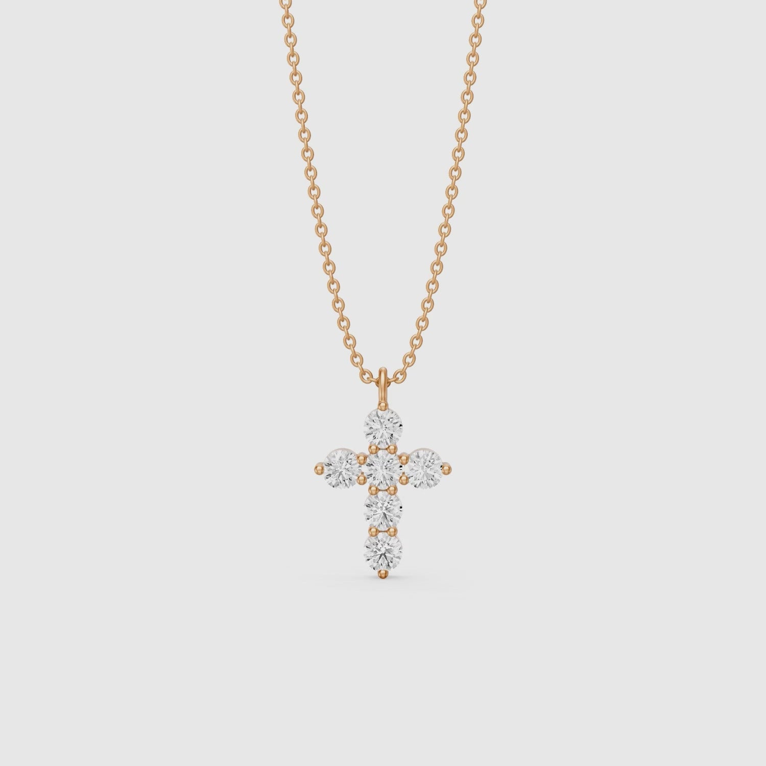 Load video: Aisha Cross Round Lab Grown Diamond Pendant