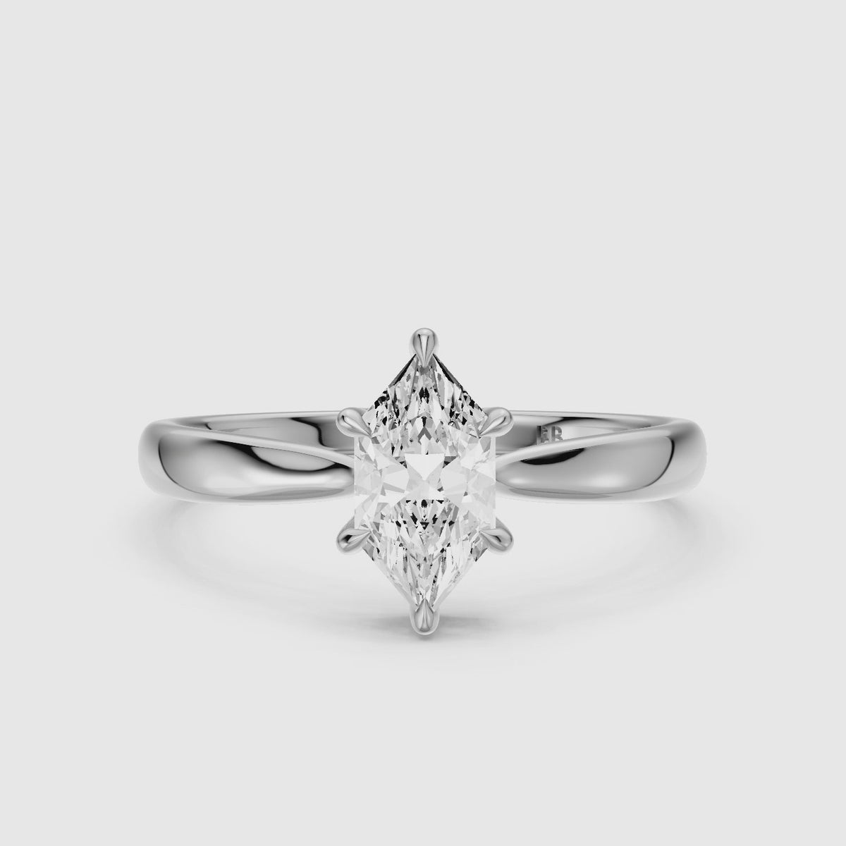 Load video: Aline Dutch Marquise Lab Grown Diamond Tapered Cathedral Solitaire Ring
