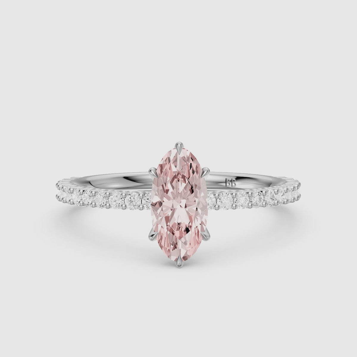 Load video: Lowenna Moval Pink Lab Grown Diamond Scalloped Pavé Band Ring