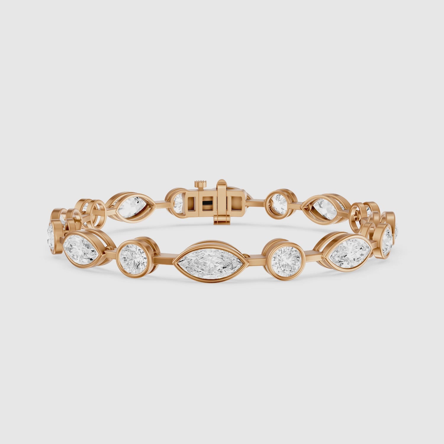 Load video: Sasilvia Round Cut and Marquise Cut Lab Grown Diamond Bezel Tennis Bracelet