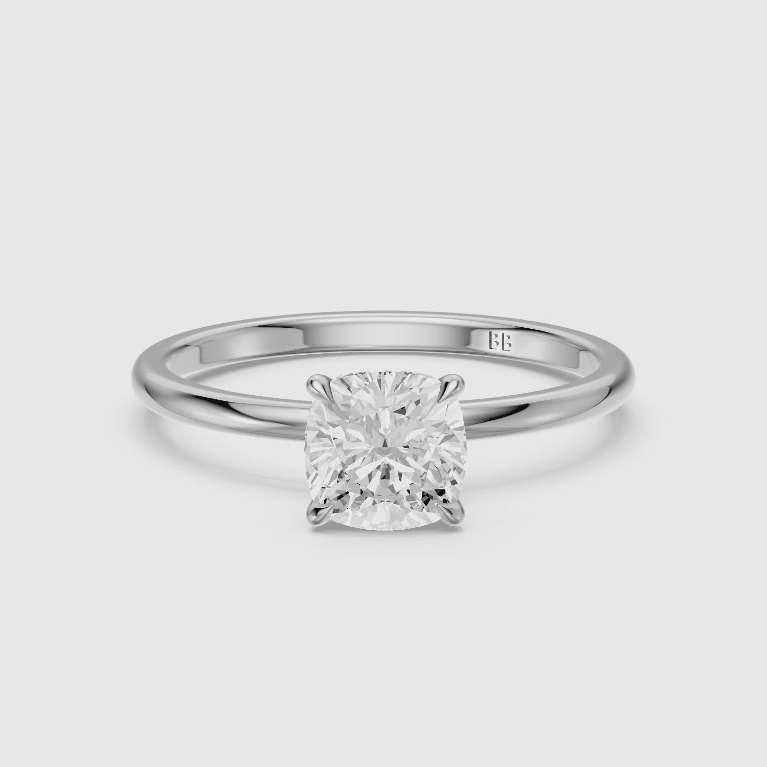 Load video: Kerry Cushion Hidden Halo Moissanite Diamond Engagement Ring