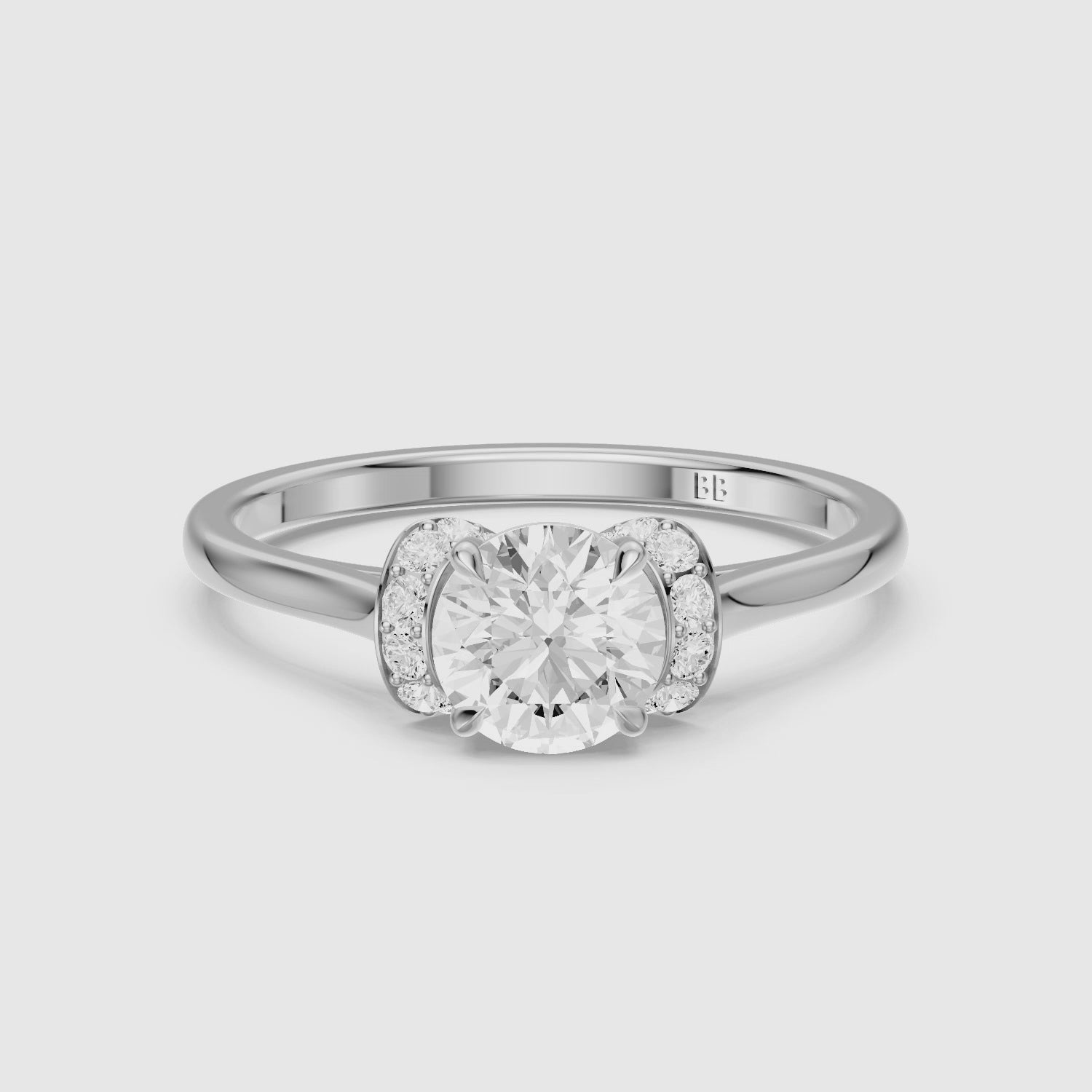 Load video: Dalila Round Cut Unique Pave Moissanite Diamond Ring