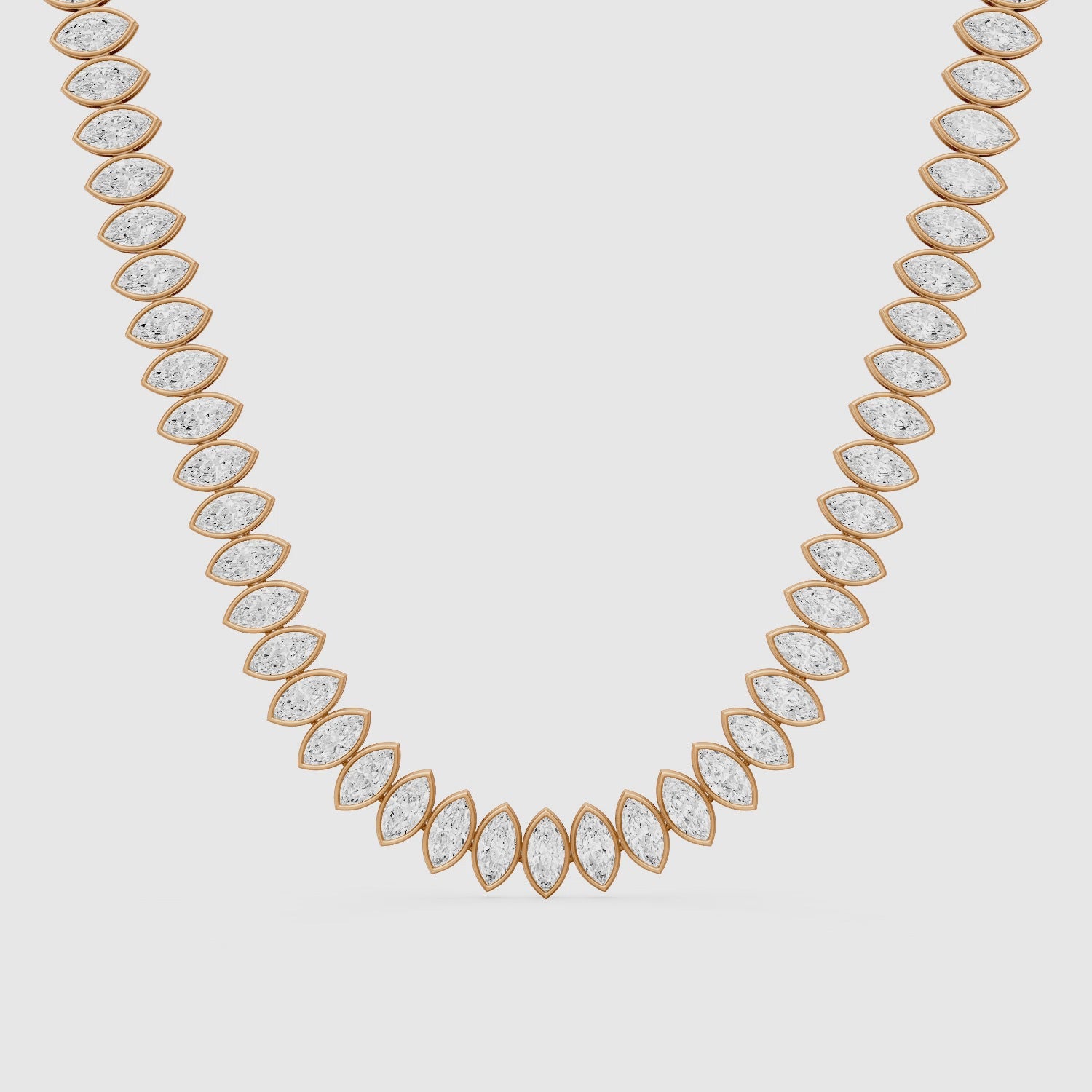 Load video: Presley Marquise Lab Grown Diamond Graduated Bezel Set Tennis Necklace