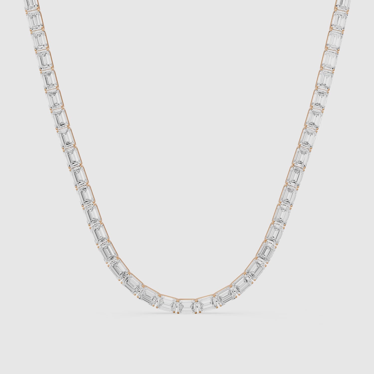 Load video: Genevieve Emerald Cut Lab Grown Diamond Four Prong Tennis Necklace