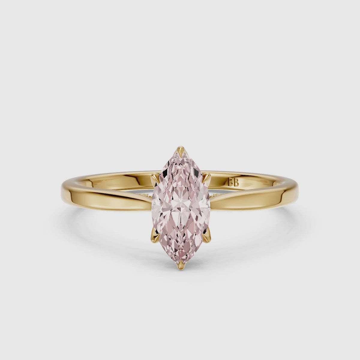 Load video: Isabeau Marquise Pink Lab Grown Diamond Hidden Halo Ring with Tulip Setting