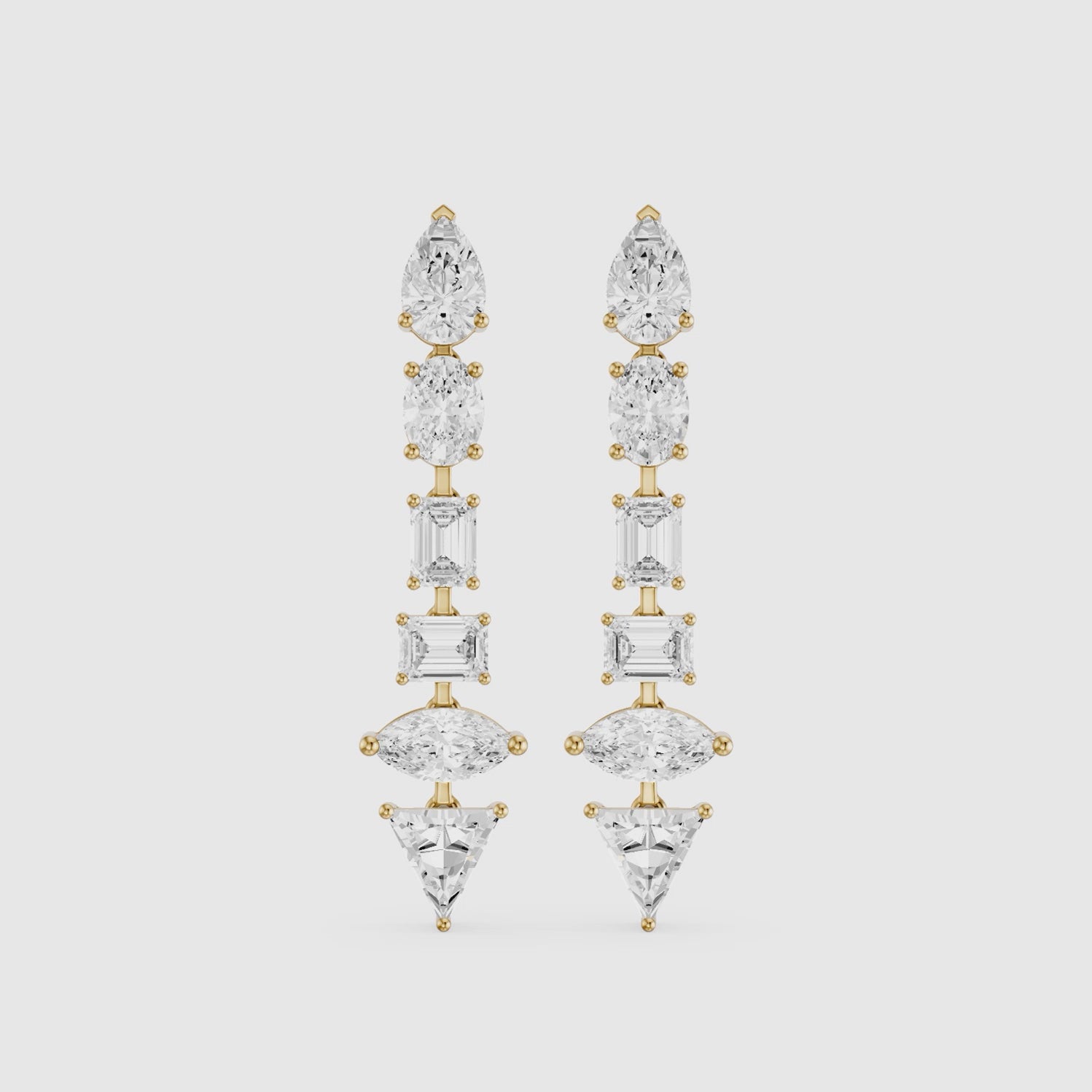 Load video: Dorian Multi Shape Lab Grown Diamond Linear Drop Earrings