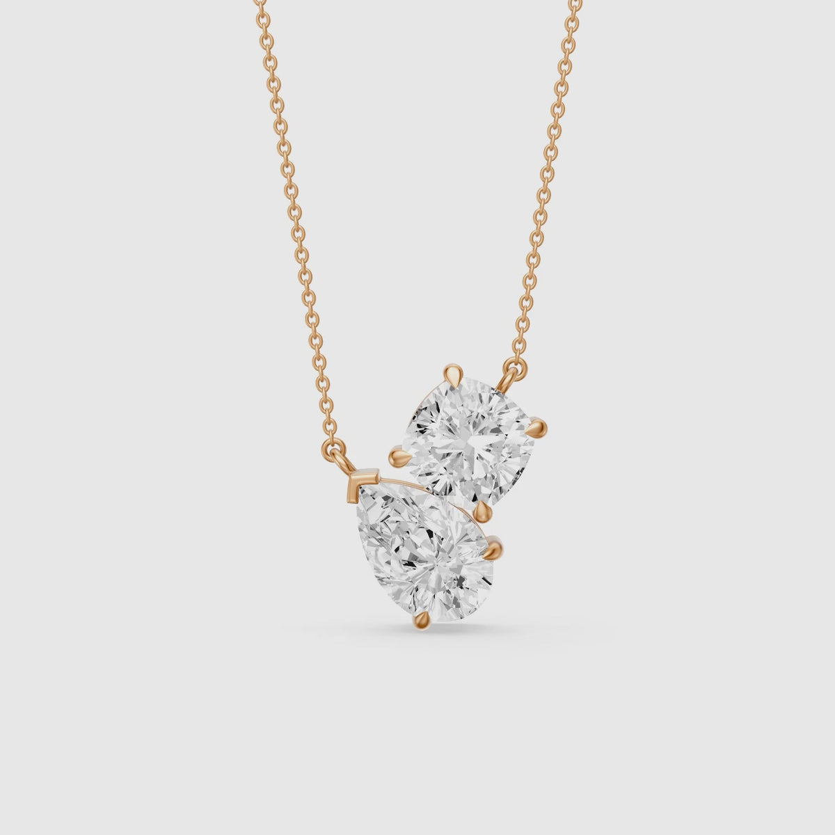 Load video: Kendall Pear and Round Lab Grown Diamond Toi Et Moi Pendant