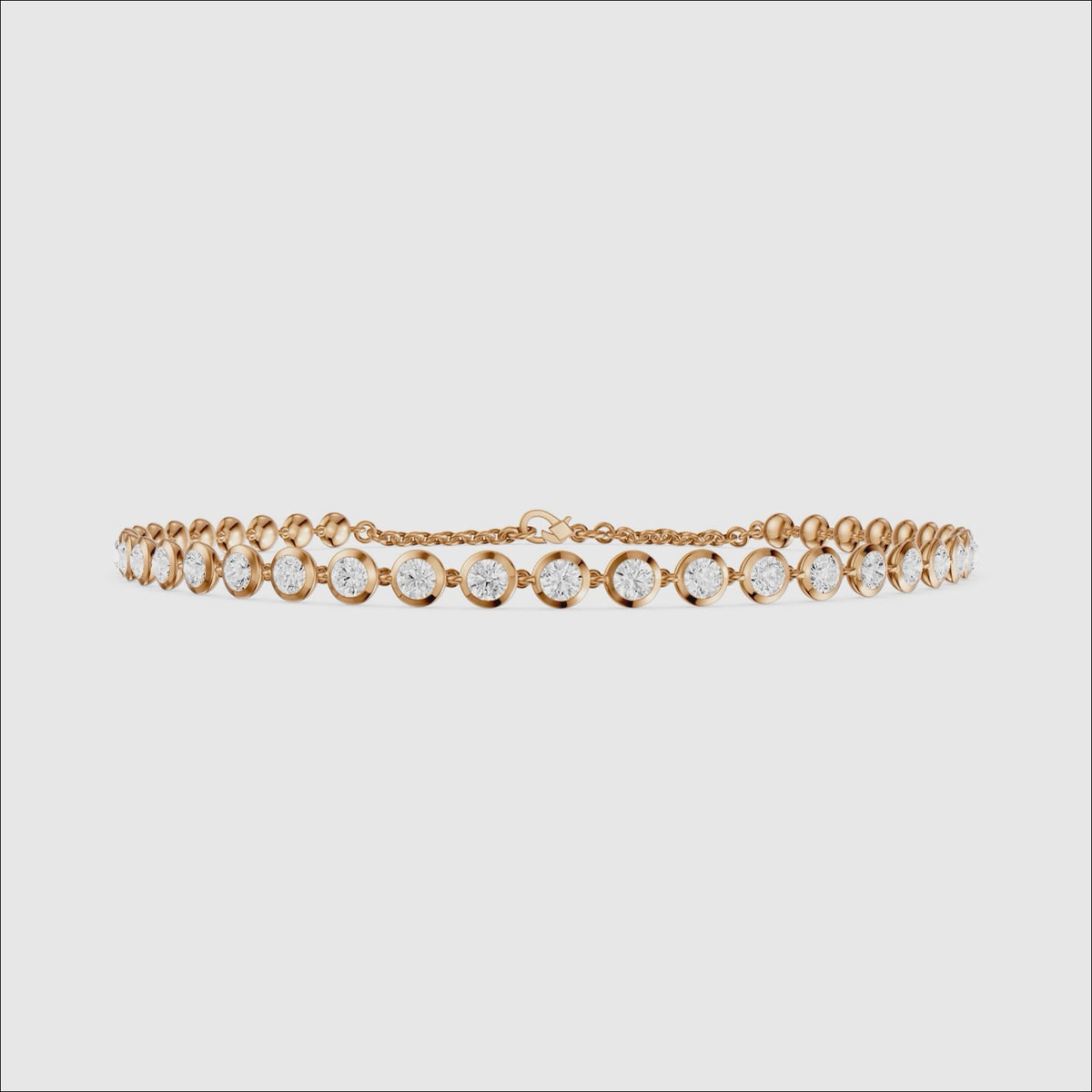 Load video: Cecily 3/4 Coverage Round Lab Grown Diamond Bezel Set Tennis Bracelet