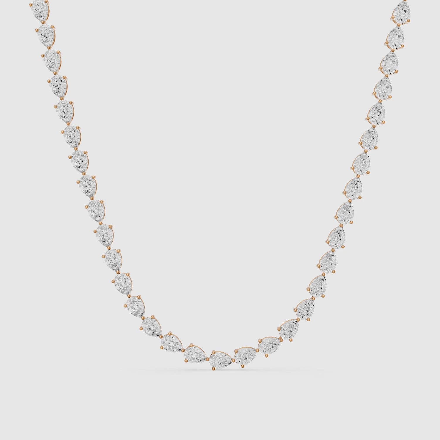 Load video: Beatrice Pear Lab Grown Diamond Three-Prong Tennis Necklace