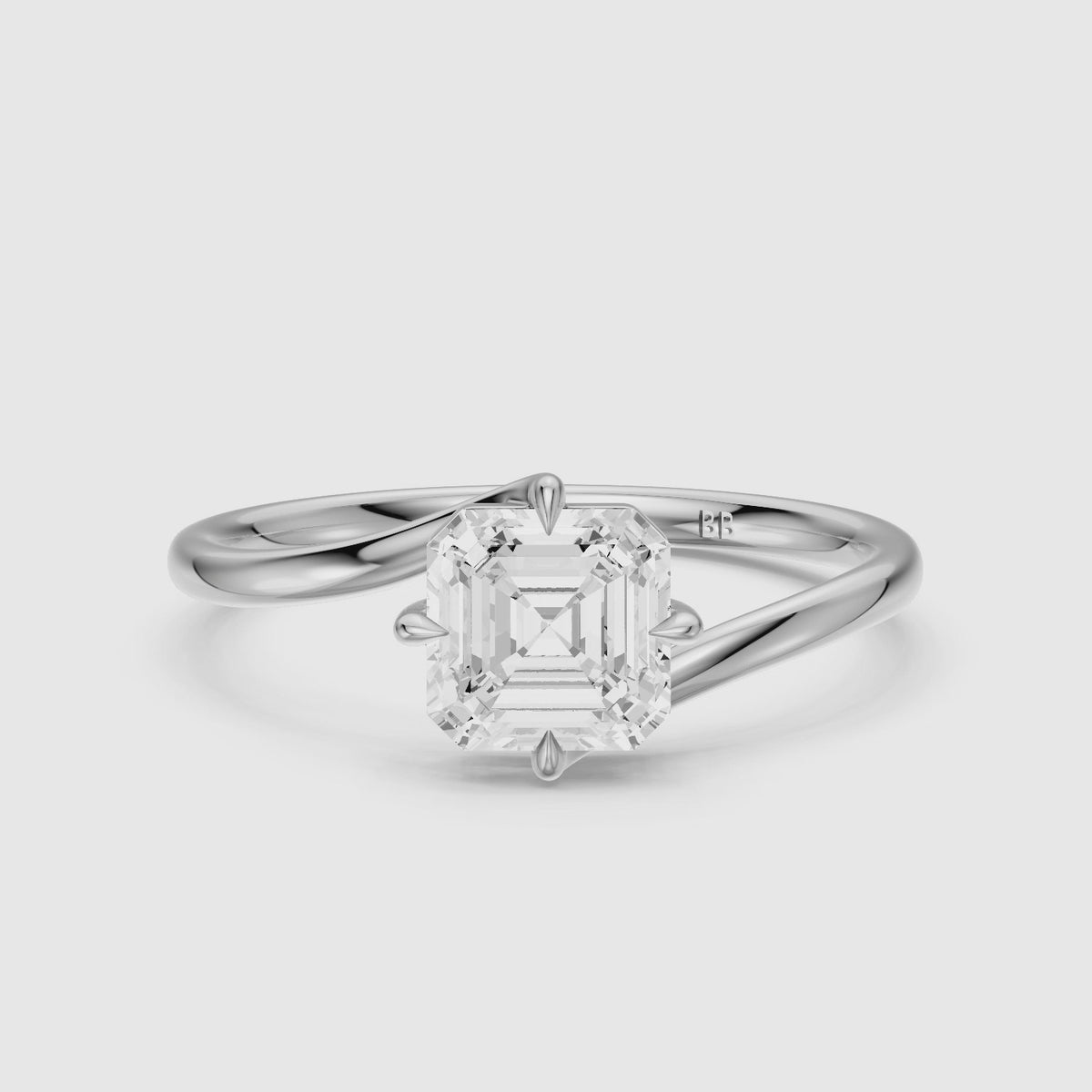 Load video: Oona Asscher Cut Solitaire Bypass Lab Grown Diamond Engagement Ring