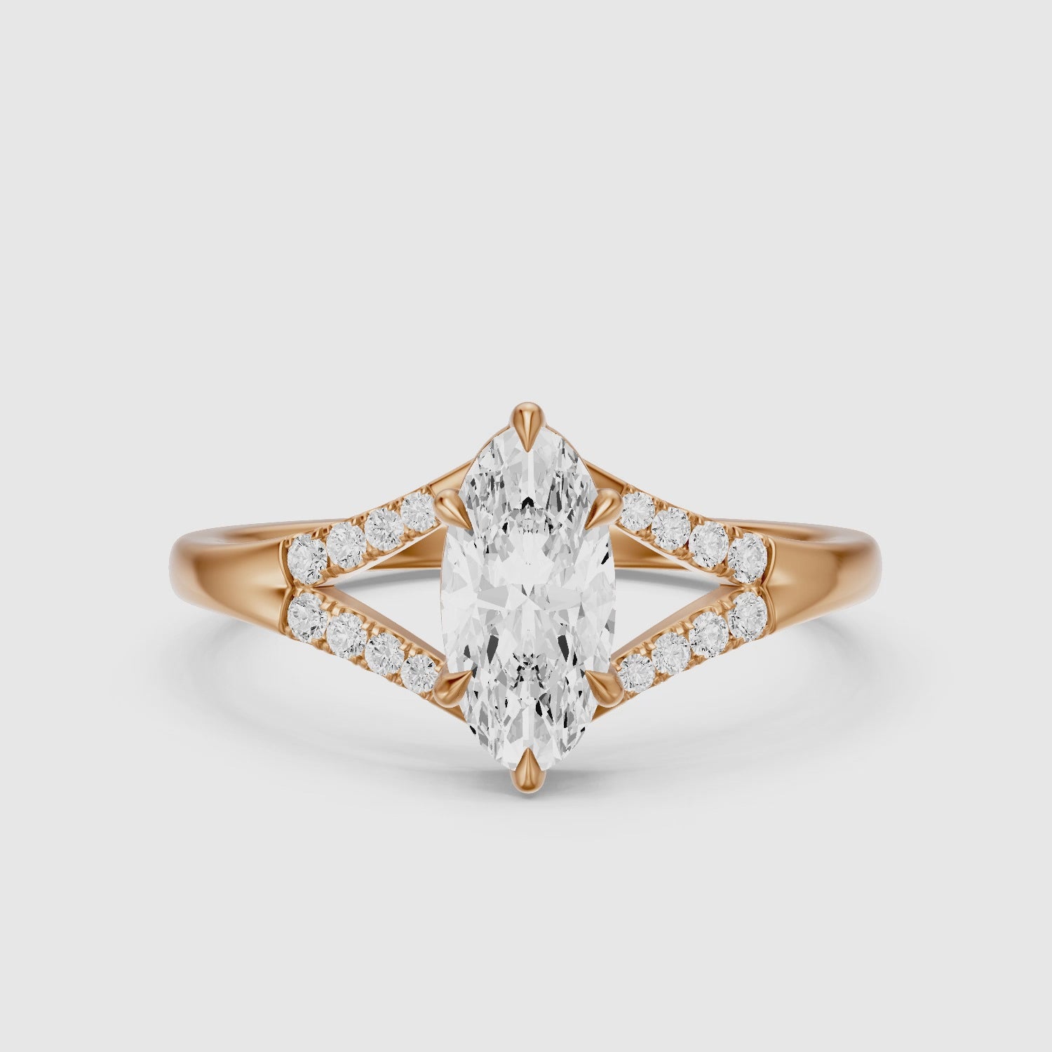 Load video: Frida Moval Moissanite Diamond Ring with Split Shank Pave Band