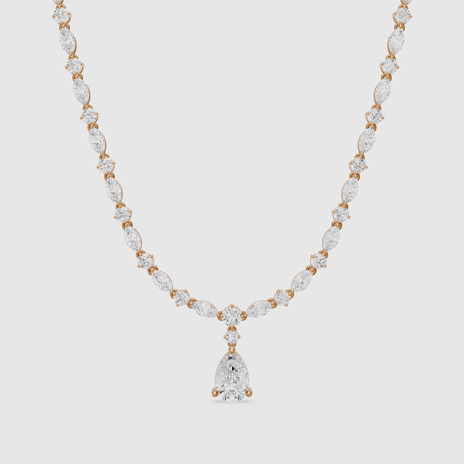 Load video: Leilani Pear, Round and Marquise Lab Grown Diamond Tennis Necklace