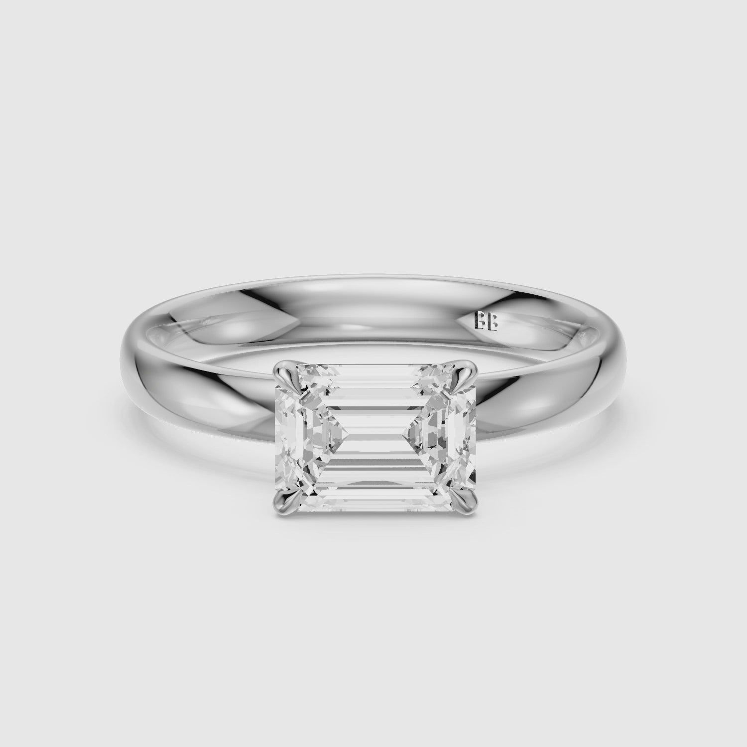 Load video: Blakely Emerald Cut East West Solitaire Lab Grown Diamond Ring