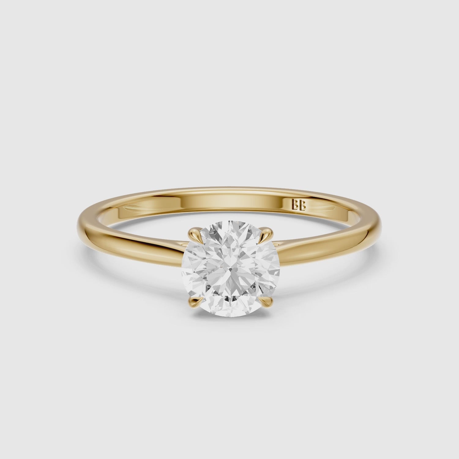 Load video: Maddie 4 Prong Round Cut Solitaire Cathedral Style Lab Grown Diamond Ring