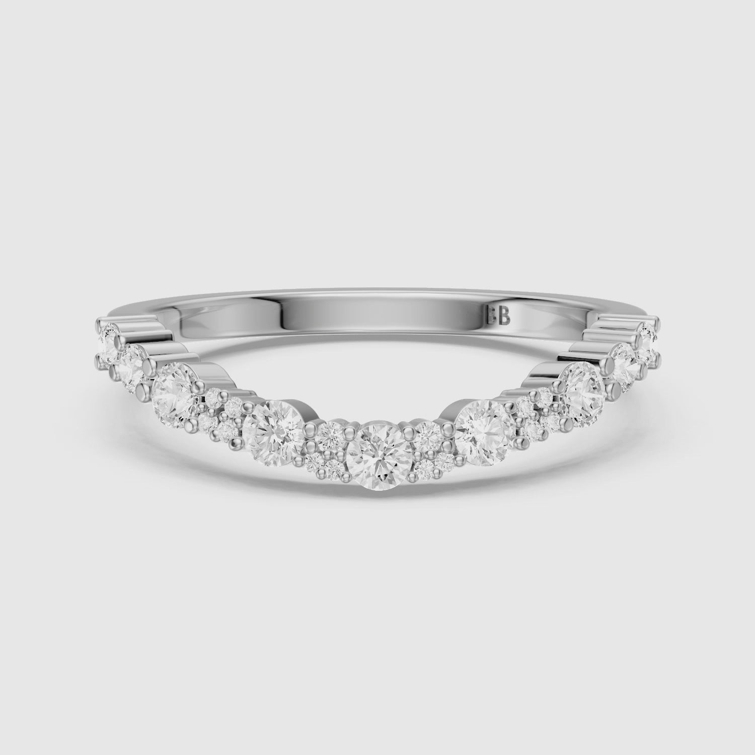 Load video: Cleo Cluster Style Round Shape Lab Grown Diamond Curved Band