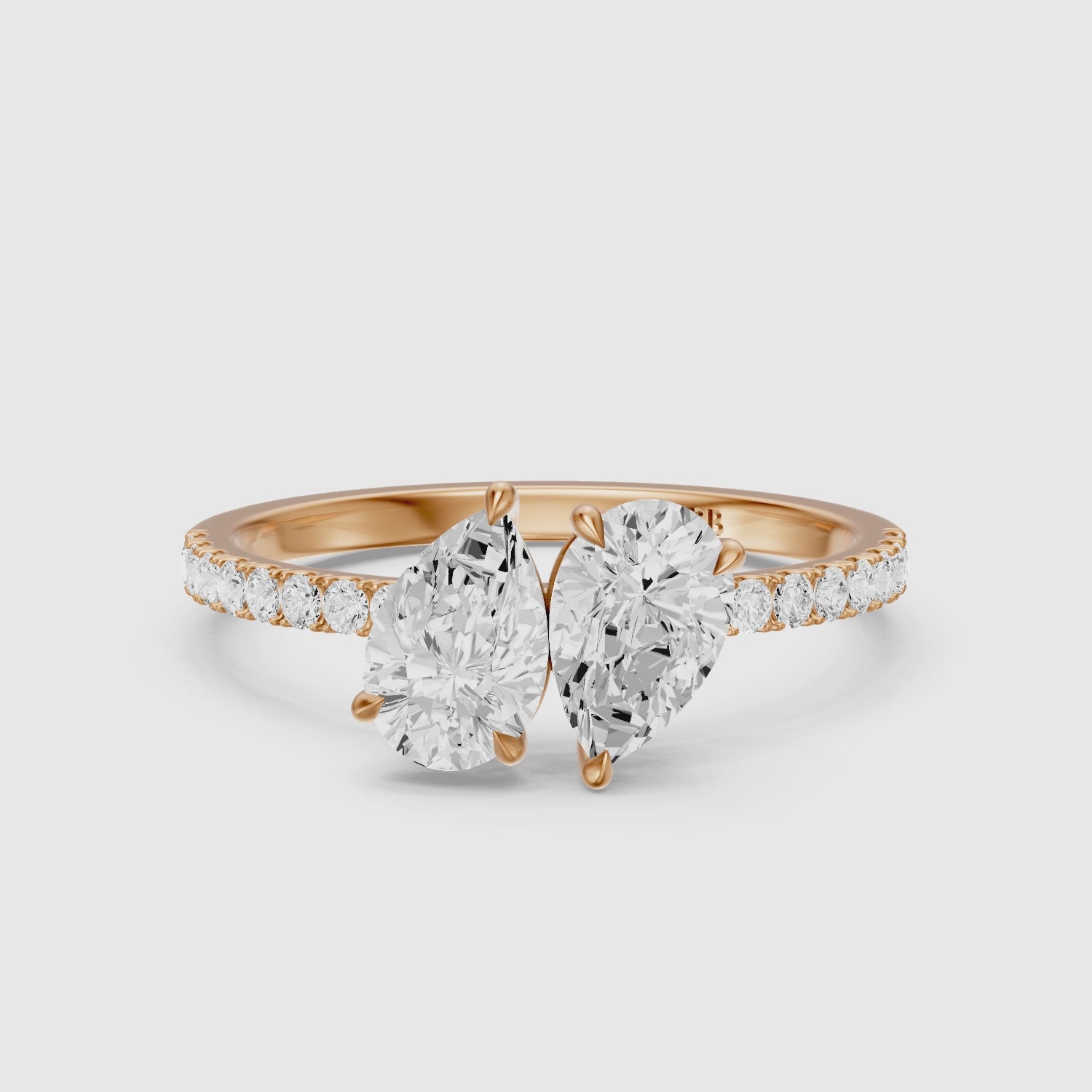 Load video: Raylee Toi Et Moi Pave Ring With Both Pear Two Stone Lab Grown Diamonds