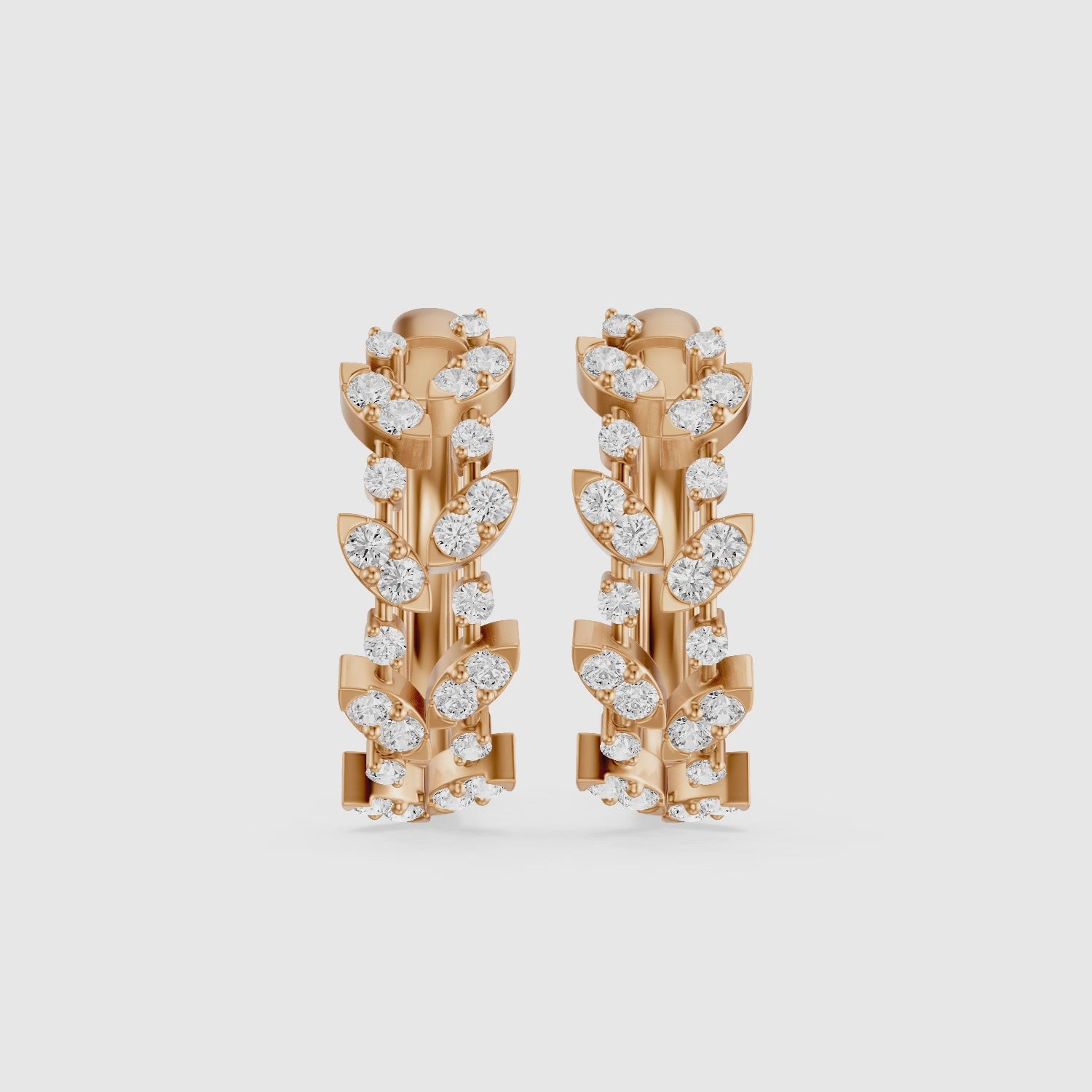 Load video: Araceli Round Lab Grown Diamond Floral Vine Hoop Earrings