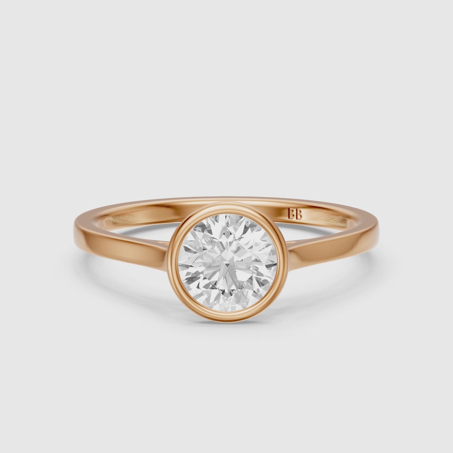Load video: Piper Round Solitaire Bezel Set Lab Grown Diamond Ring