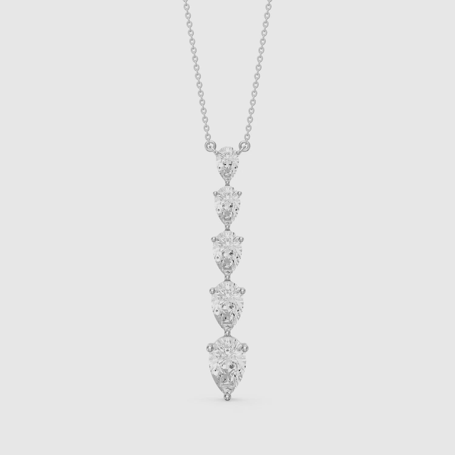 Load video: Elena Graduated Pear Shape Lab Grown Diamond Necklace