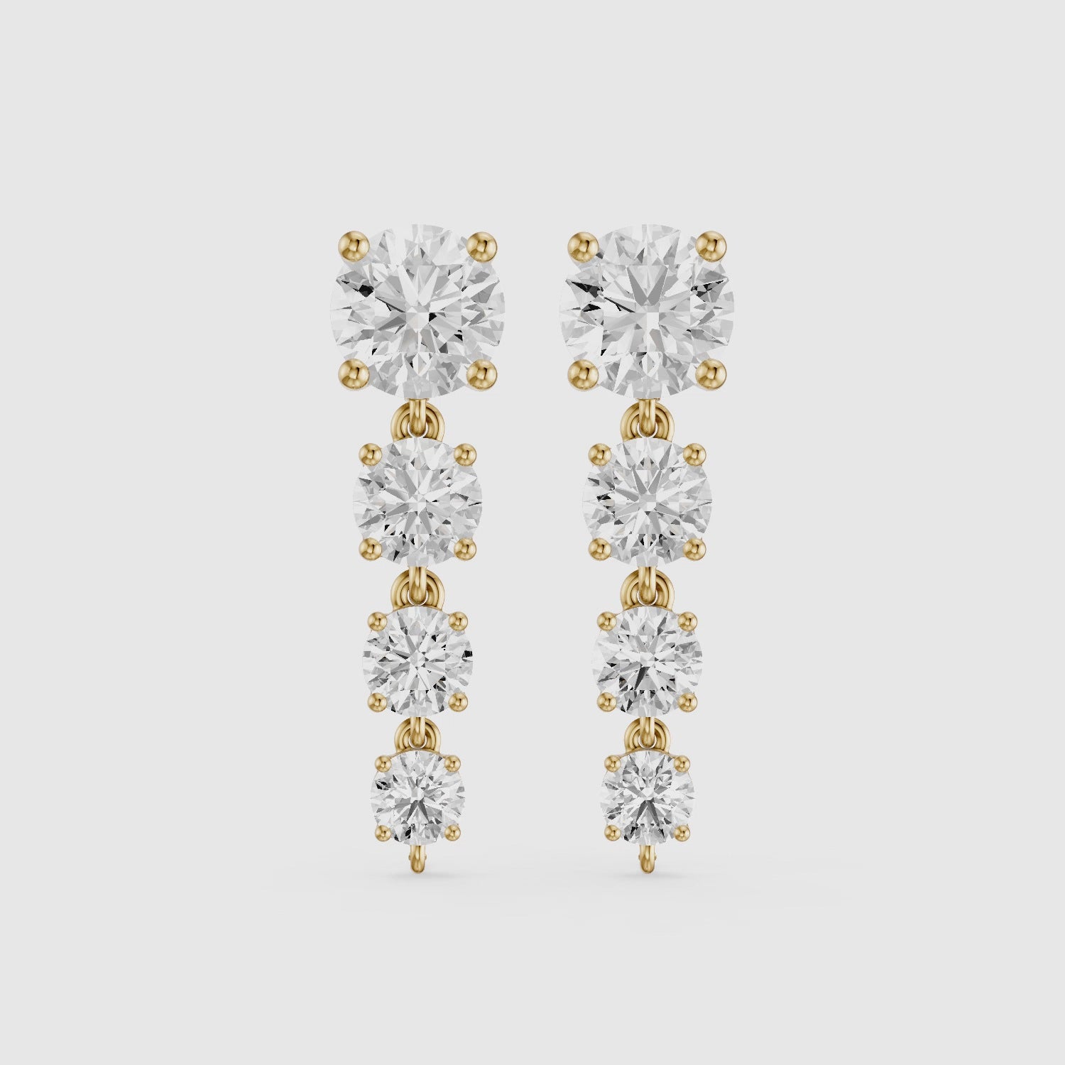 Load video: Lauryn Graduated Round Lab Grown Diamond Linear Earrings