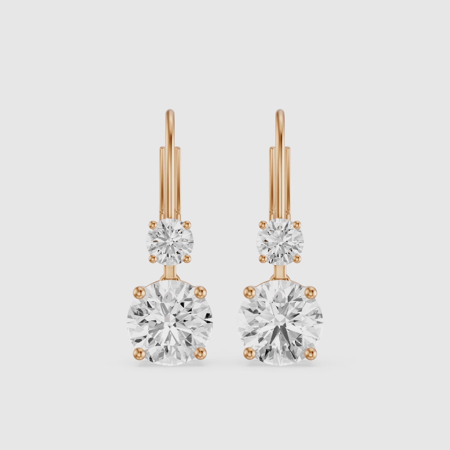 Load video: Paris Two Stone Round Lab Grown Diamond Drop Earrings