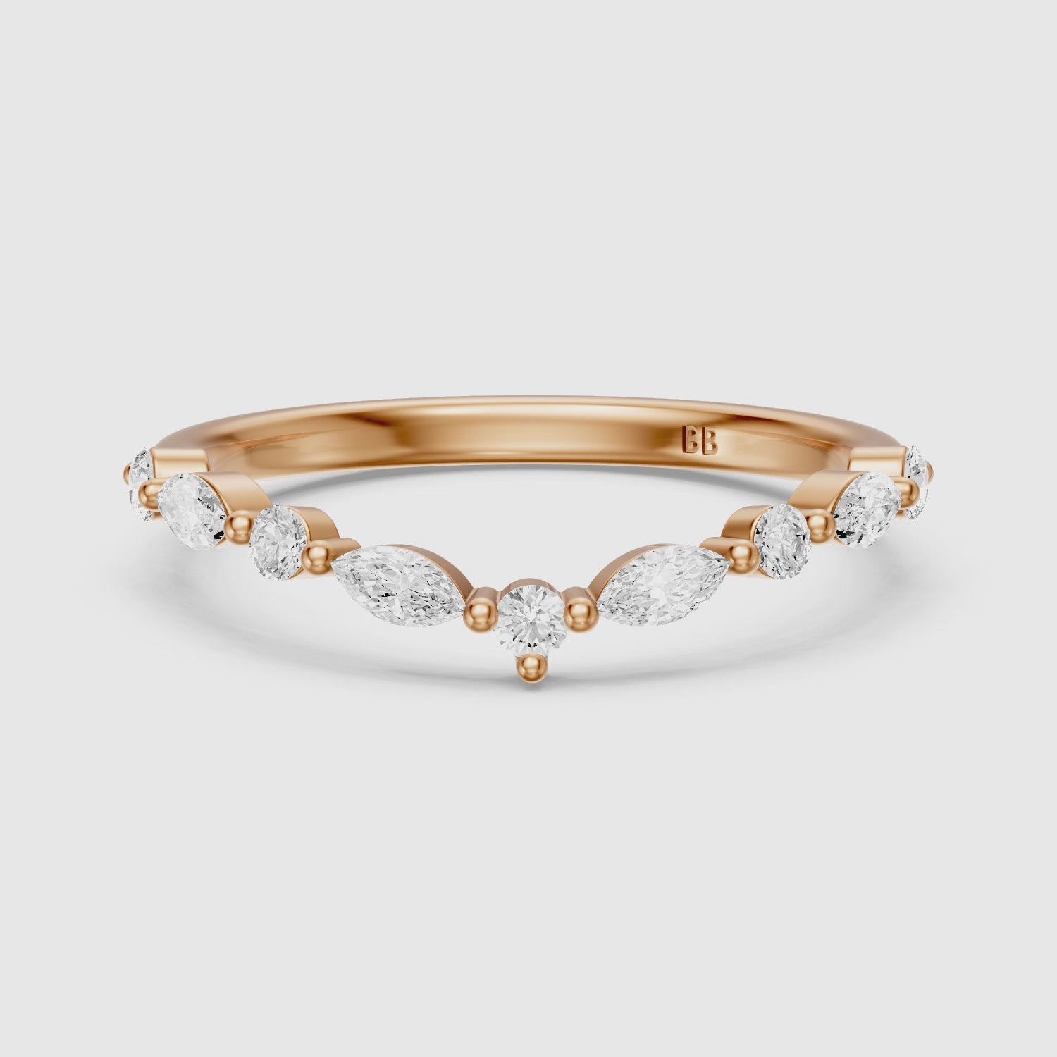 Load video: Sloane Chevron Marquise and Round Lab Diamond Wedding Band