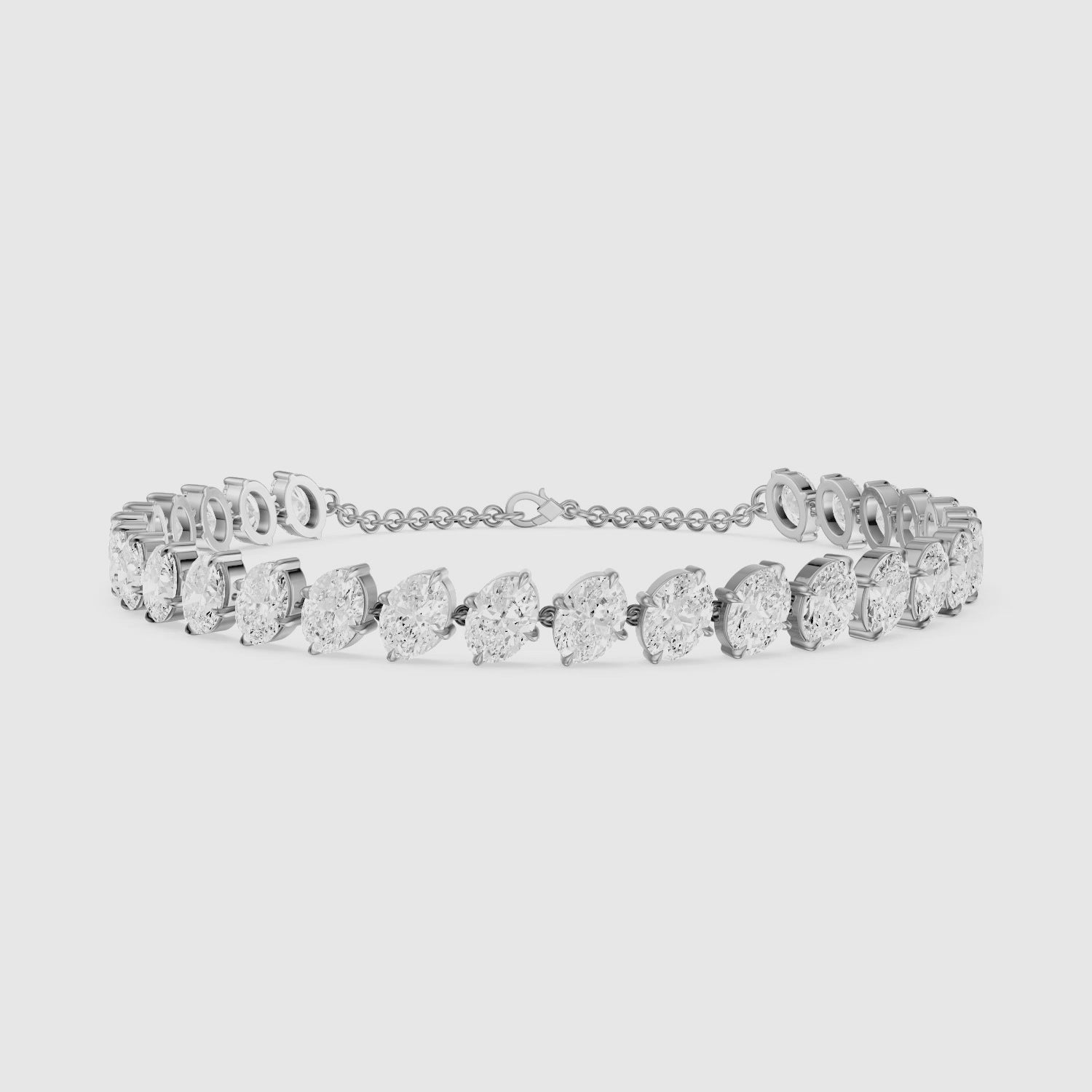 Load video: Kaylin Oval Lab Grown Diamond Four Prong Tennis Bracelet