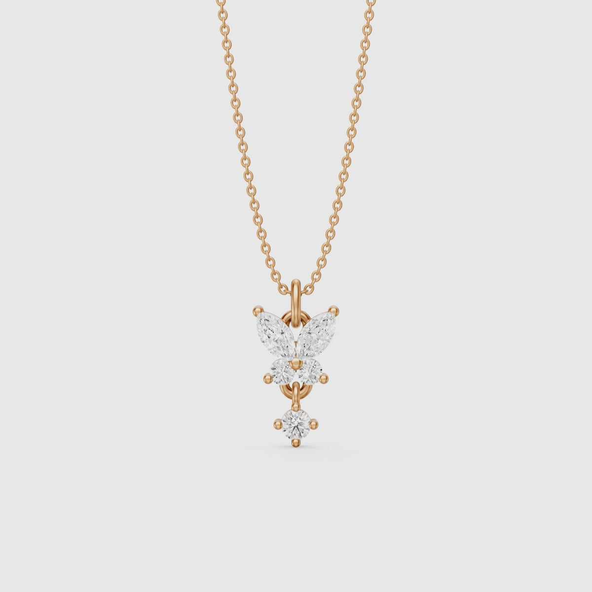 Load video: Miley Butterfly Inspired Marquise and Round Lab Grown Diamond Pendant