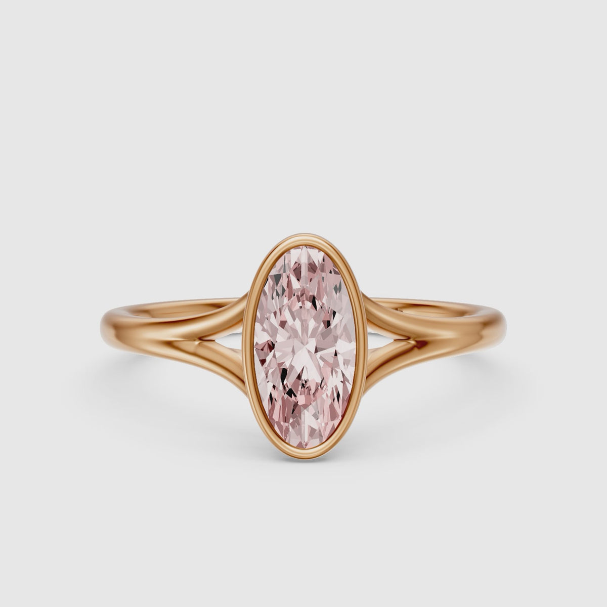 Load video: Honora Moval Pink Lab Grown Diamond Bezel Set Split Shank Solitaire Ring