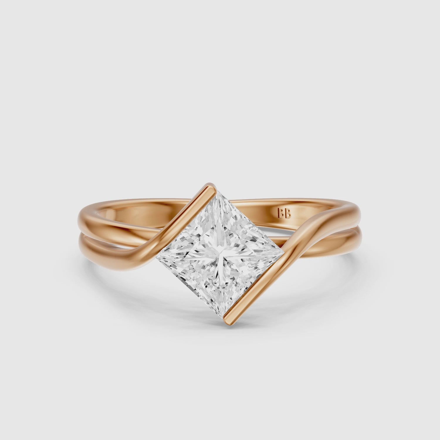 Load video: Leia Princess Cut Lab Grown Diamond East West Twist Ring