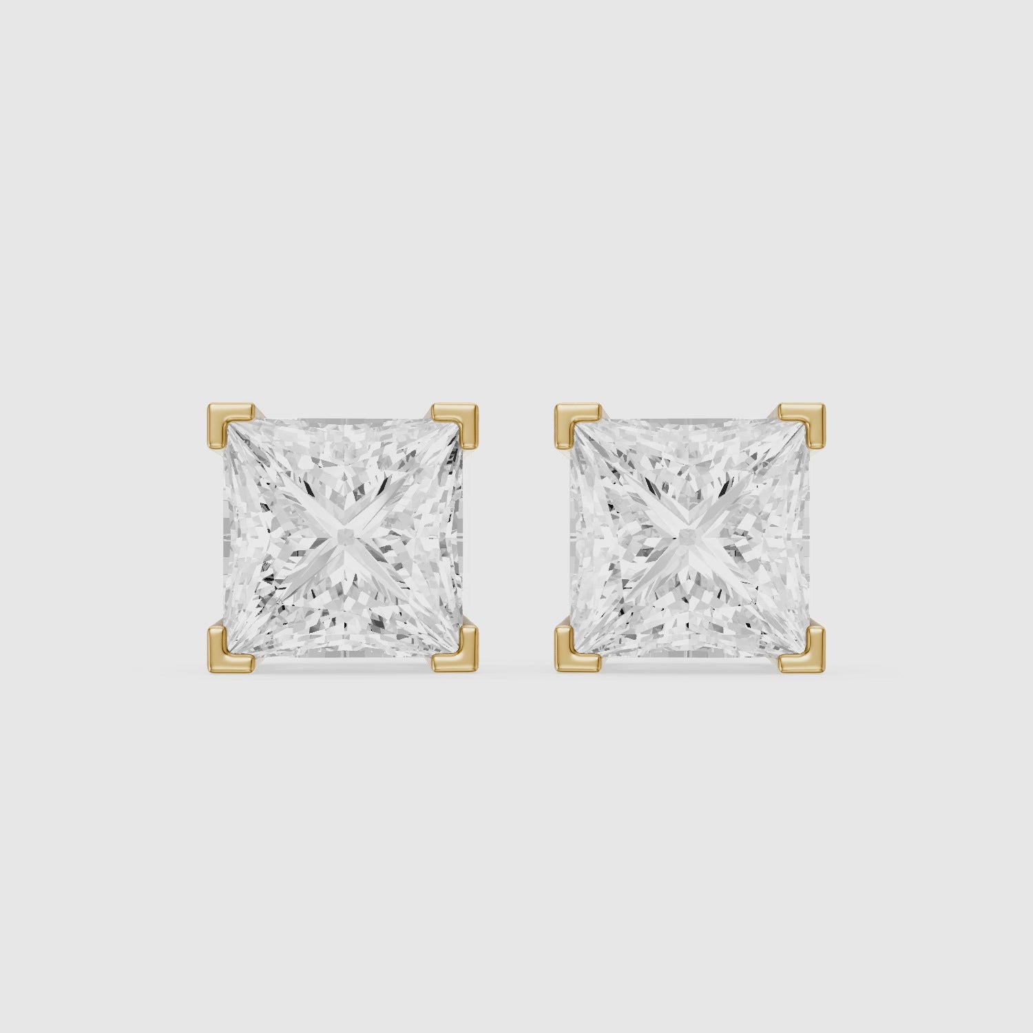 Load video: Shylin Princess Cut Lab Grown Diamond Basket Set Stud Earrings