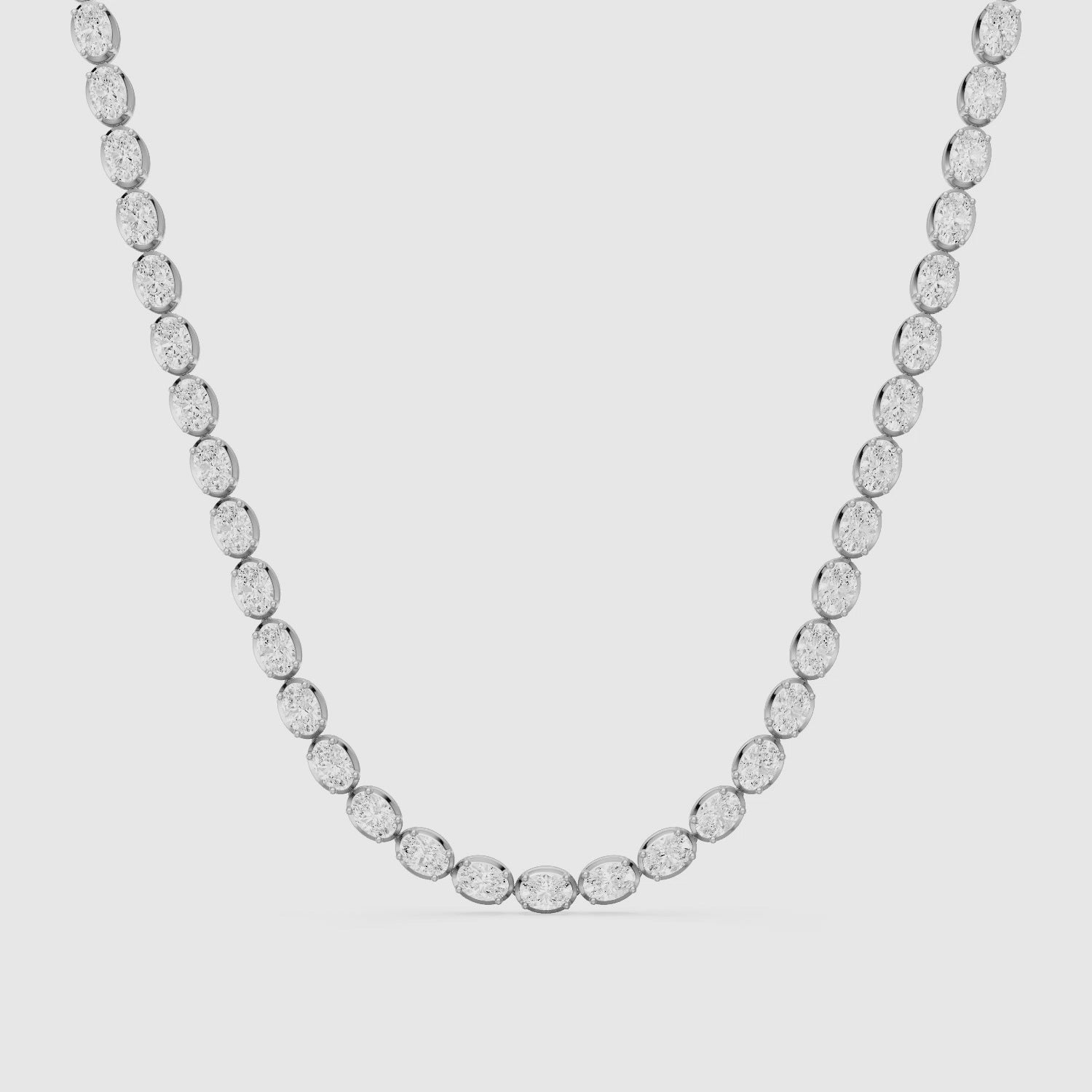 Load video: Layla Oval Lab Grown Diamond East West Tennis Necklace
