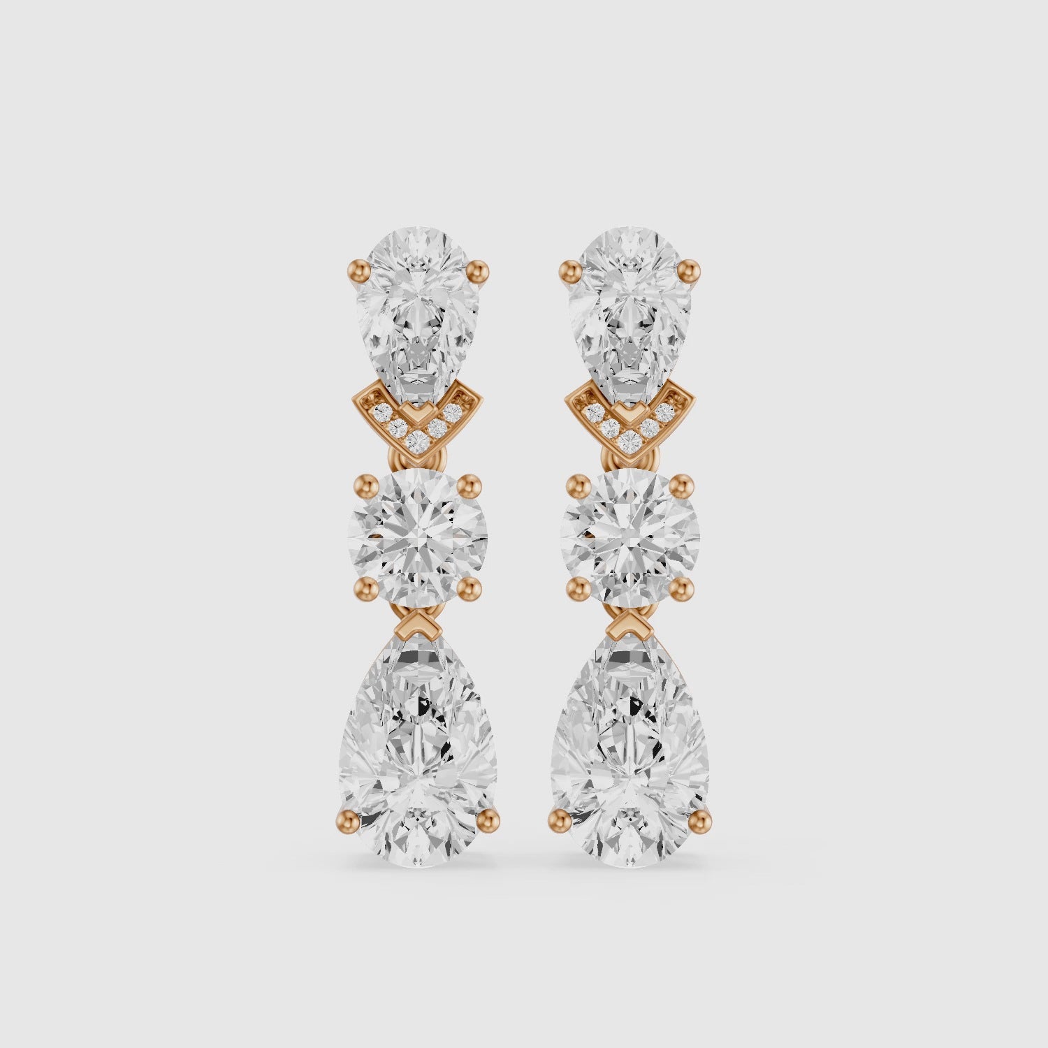 Load video: Jillian Pear and Round Lab Grown Diamond Drop Earrings